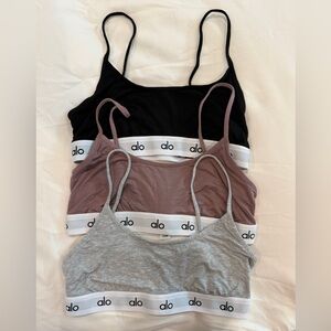Alo Icon Cami Bralette Trio - Black, Smoky Quartz, Gray S